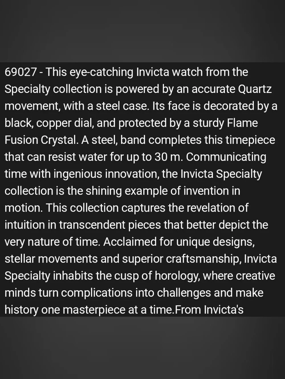 NEW ⌚️ Invicta Specialty I by Invicta Men's Crystal Watch - 41mm, Steel 69027